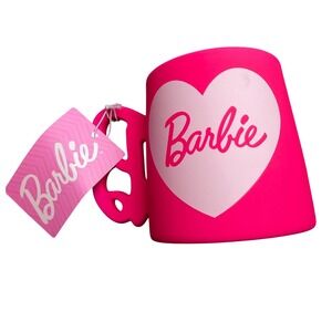 Barbie Ceramic Mug 21oz Hot Pink Heart B Handle Barbiecore Mattel LND60071 NEW